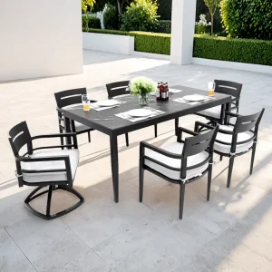 Modern 7PC Outdoor Patio Aluminum Dining Set